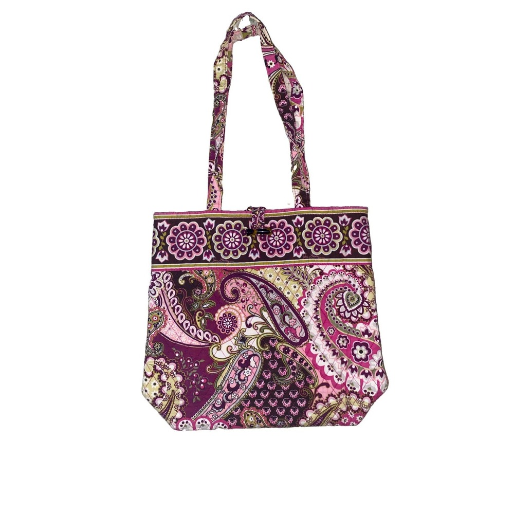 Vera Bradley Very Berry Paisley Quilted Tote Pink Purple Floral Paisley Retired